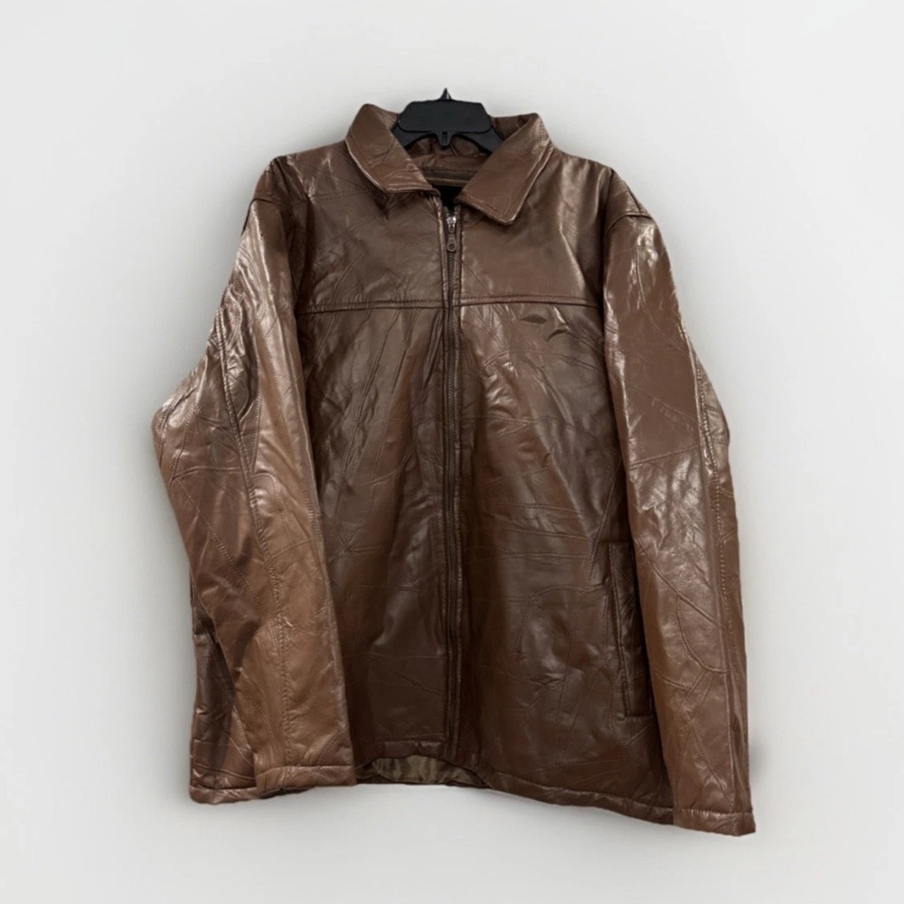 VTG Haband Executive Div.‎ Mens XL Brown Leather Patchwork Jacket Zip Out Liner